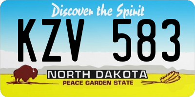 ND license plate KZV583