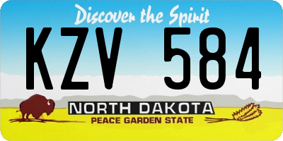 ND license plate KZV584