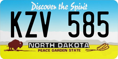 ND license plate KZV585