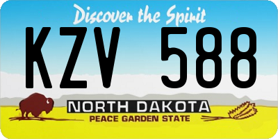 ND license plate KZV588