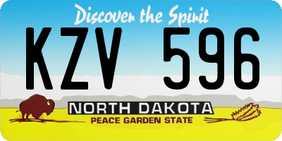 ND license plate KZV596