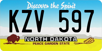 ND license plate KZV597