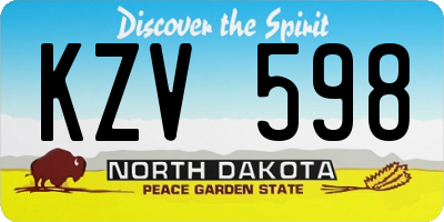 ND license plate KZV598