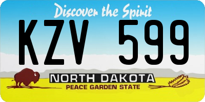 ND license plate KZV599