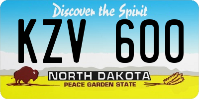 ND license plate KZV600