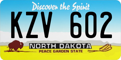 ND license plate KZV602