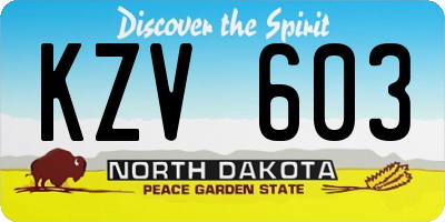 ND license plate KZV603