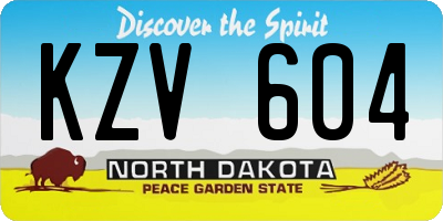 ND license plate KZV604