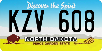 ND license plate KZV608