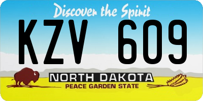 ND license plate KZV609