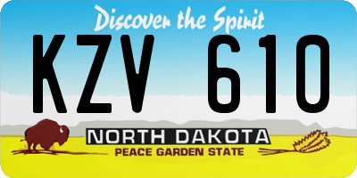 ND license plate KZV610