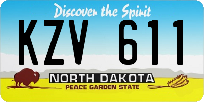 ND license plate KZV611