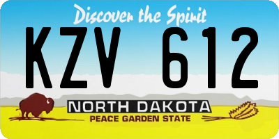 ND license plate KZV612