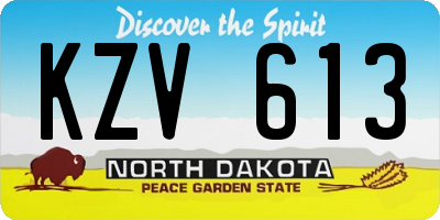 ND license plate KZV613