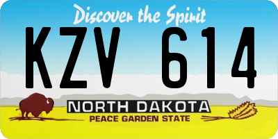 ND license plate KZV614