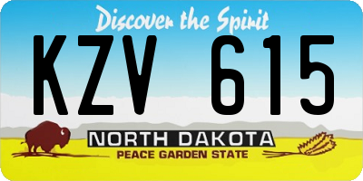 ND license plate KZV615