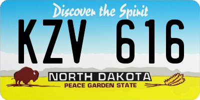 ND license plate KZV616