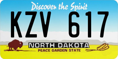 ND license plate KZV617