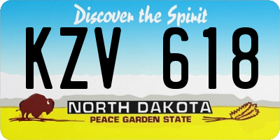 ND license plate KZV618