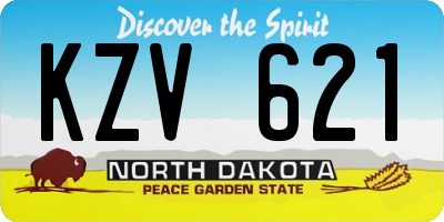 ND license plate KZV621