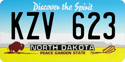 ND license plate KZV623