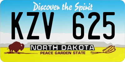 ND license plate KZV625