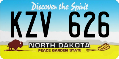 ND license plate KZV626