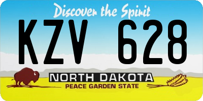 ND license plate KZV628