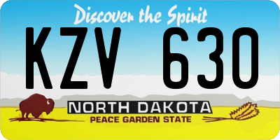 ND license plate KZV630