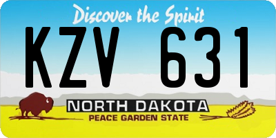 ND license plate KZV631