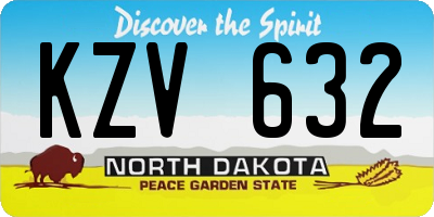 ND license plate KZV632