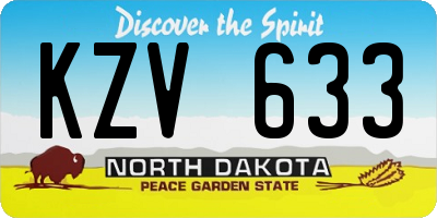 ND license plate KZV633