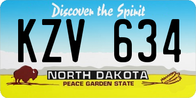 ND license plate KZV634