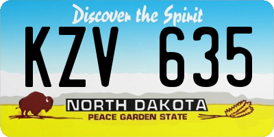 ND license plate KZV635