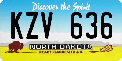 ND license plate KZV636