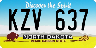 ND license plate KZV637