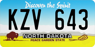 ND license plate KZV643