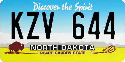 ND license plate KZV644