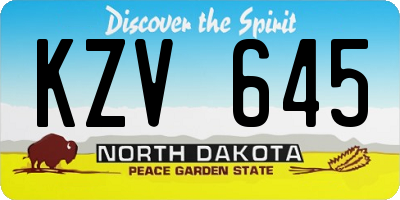 ND license plate KZV645