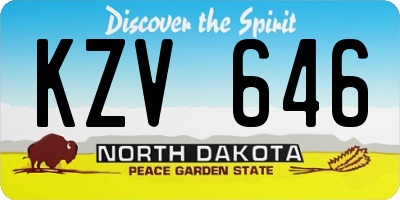 ND license plate KZV646