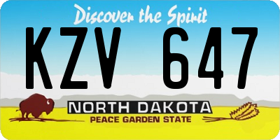 ND license plate KZV647