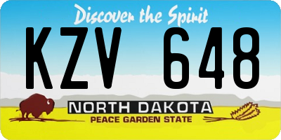 ND license plate KZV648