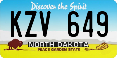 ND license plate KZV649