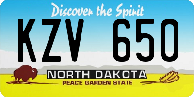 ND license plate KZV650