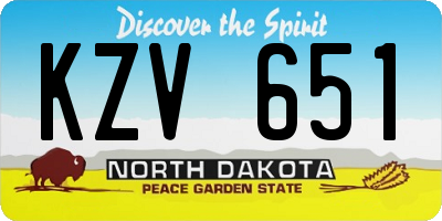 ND license plate KZV651