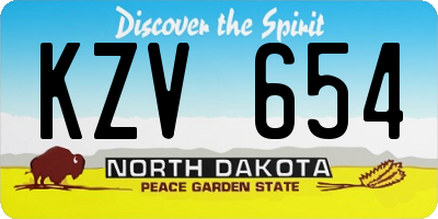 ND license plate KZV654