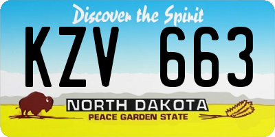 ND license plate KZV663