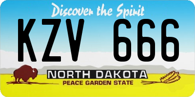 ND license plate KZV666