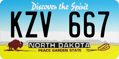 ND license plate KZV667