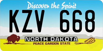 ND license plate KZV668